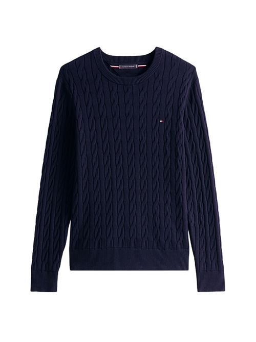 Pullover in maglia intrecciata con bandierina Tommy Hilfiger | MW0MW33132DW5
